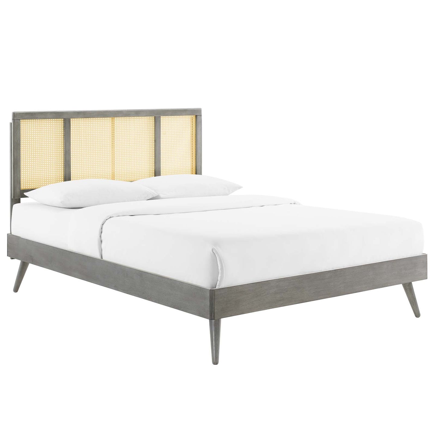 Kelsea Cane and Wood Full Platform Bed With Splayed Legs by Modway
