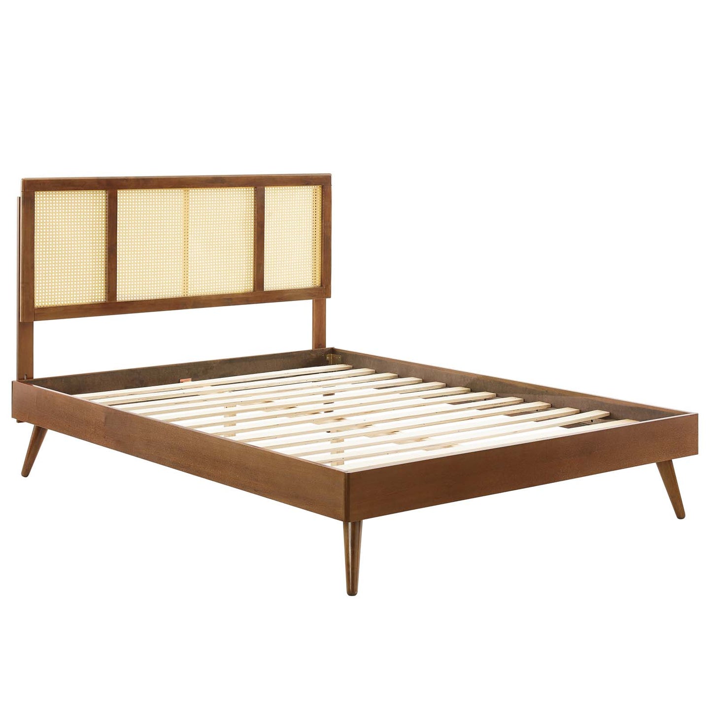 Kelsea Cane and Wood King Platform Bed With Splayed Legs by Modway