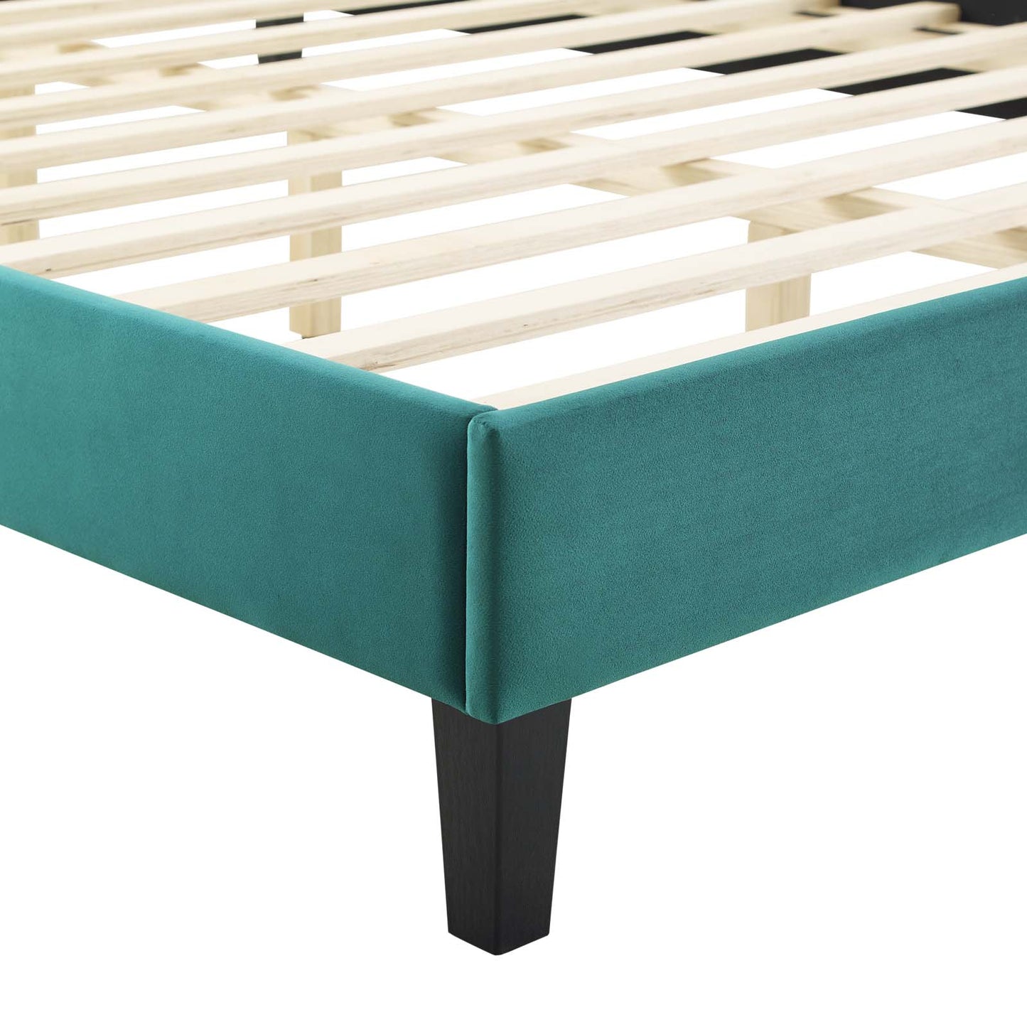 Juniper Channel Tufted Performance Velvet King Platform Bed in Teal by Modway