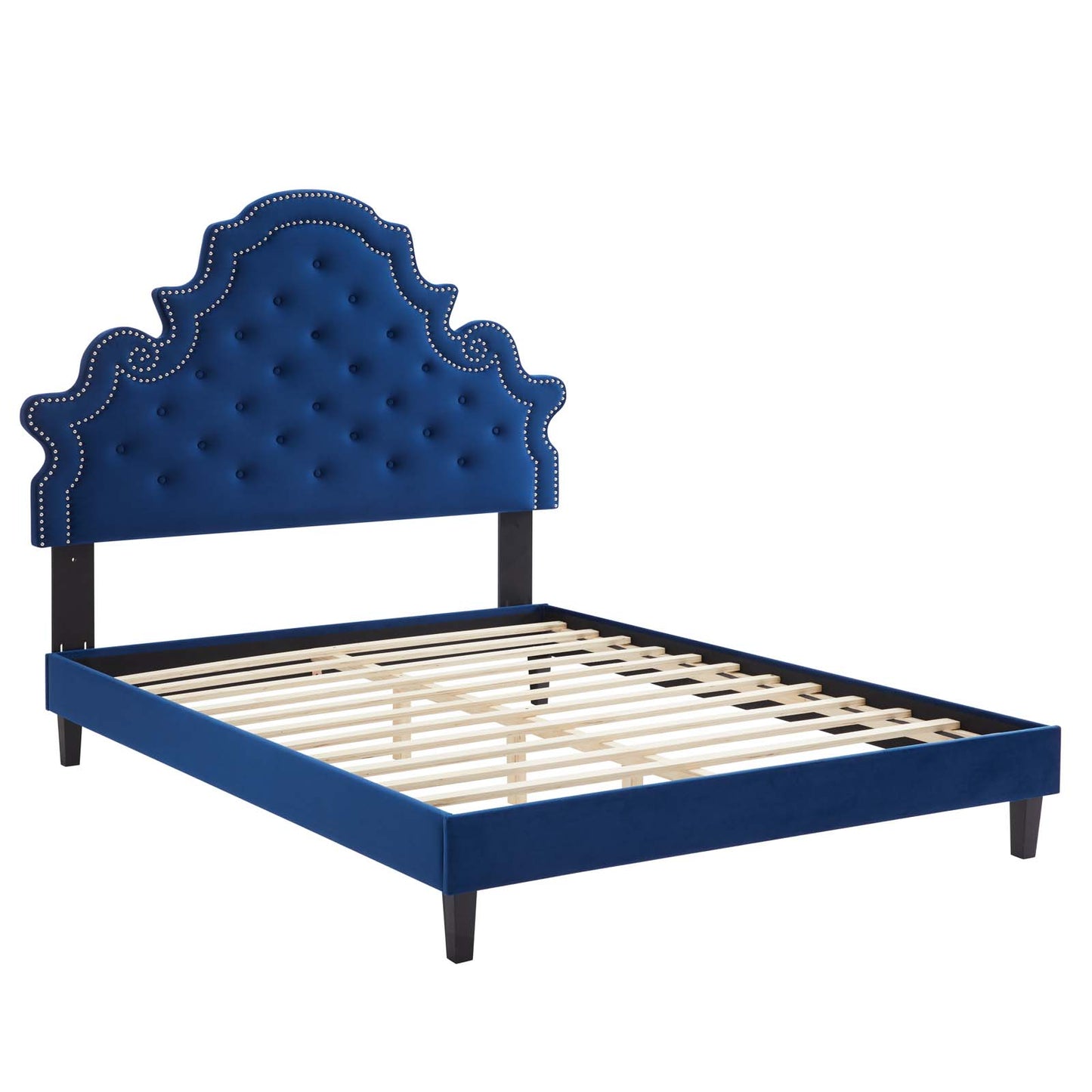 Gwyneth Tufted Performance Velvet Twin Platform Bed in Navy by Modway