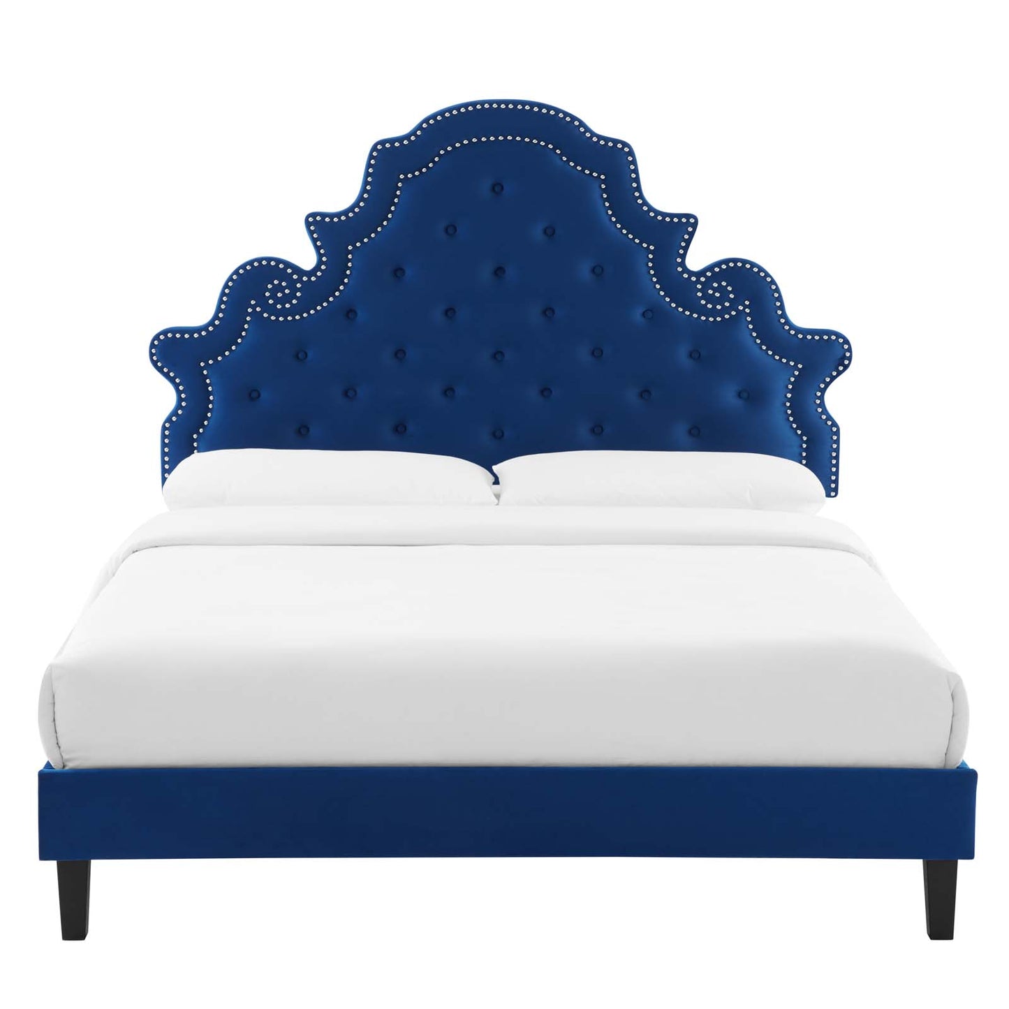 Gwyneth Tufted Performance Velvet Twin Platform Bed in Navy by Modway