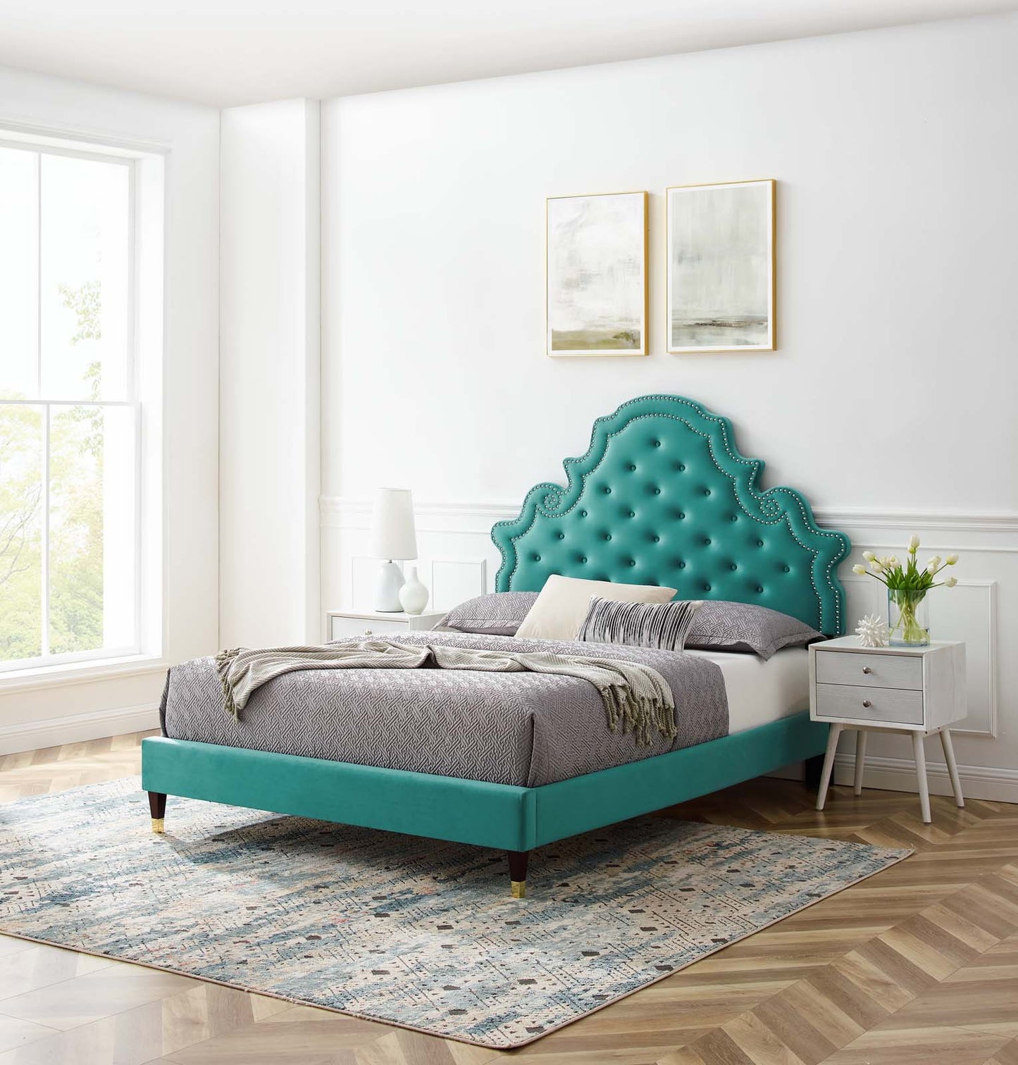 Gwyneth Tufted Performance Velvet King Platform Bed by Modway