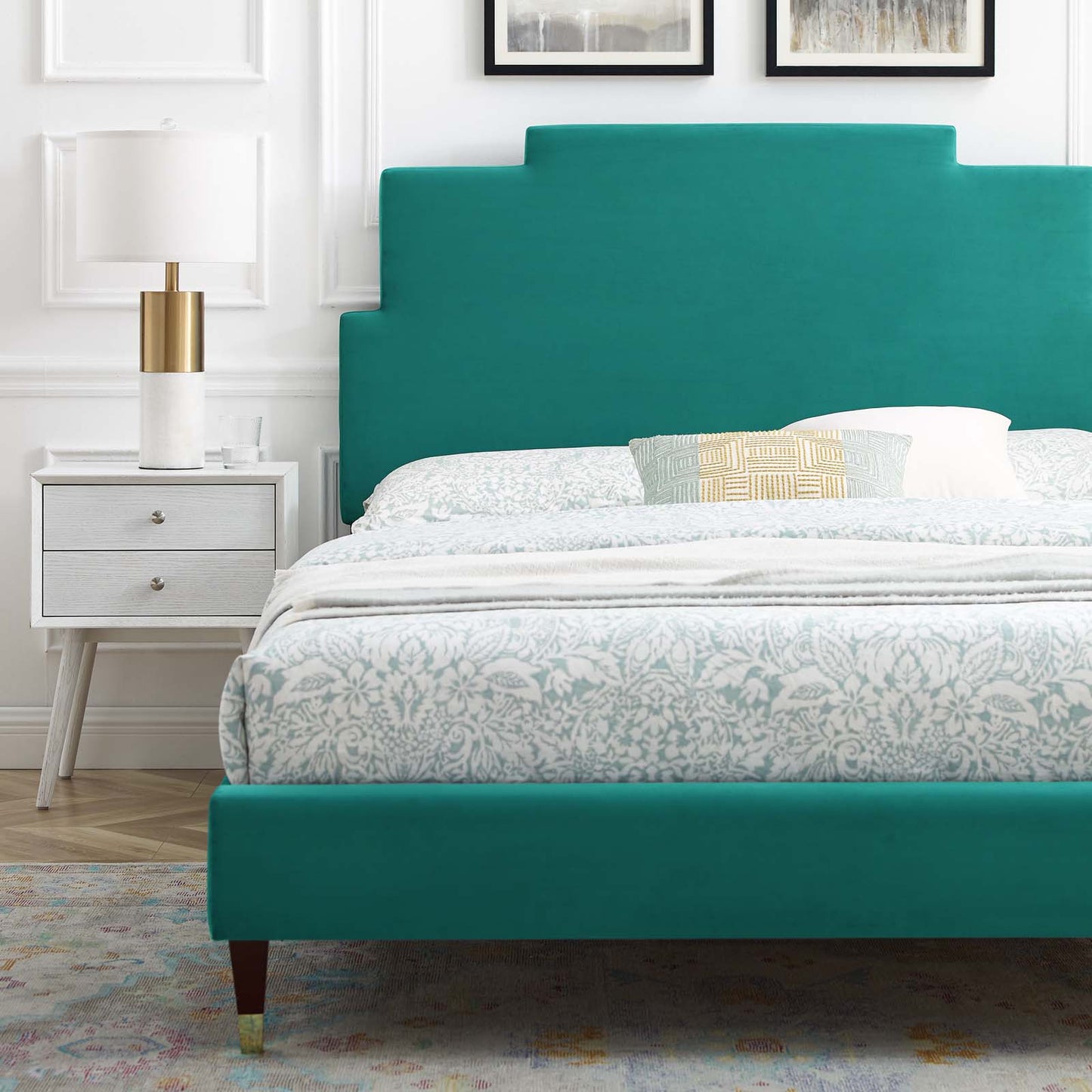 Lindsey Performance Velvet Twin Platform Bed by Modway