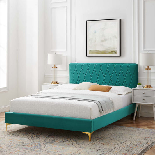 Phillipa Performance Velvet Twin Platform Bed by Modway