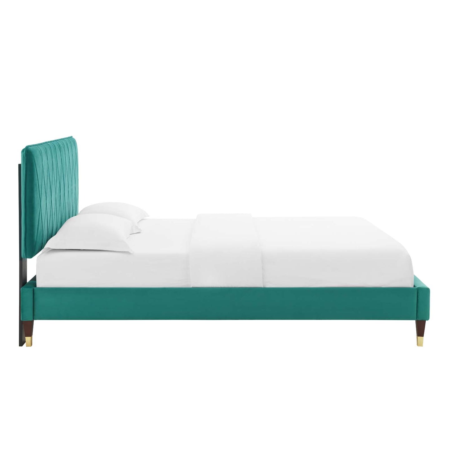 Phillipa Performance Velvet Twin Platform Bed in Teal by Modway