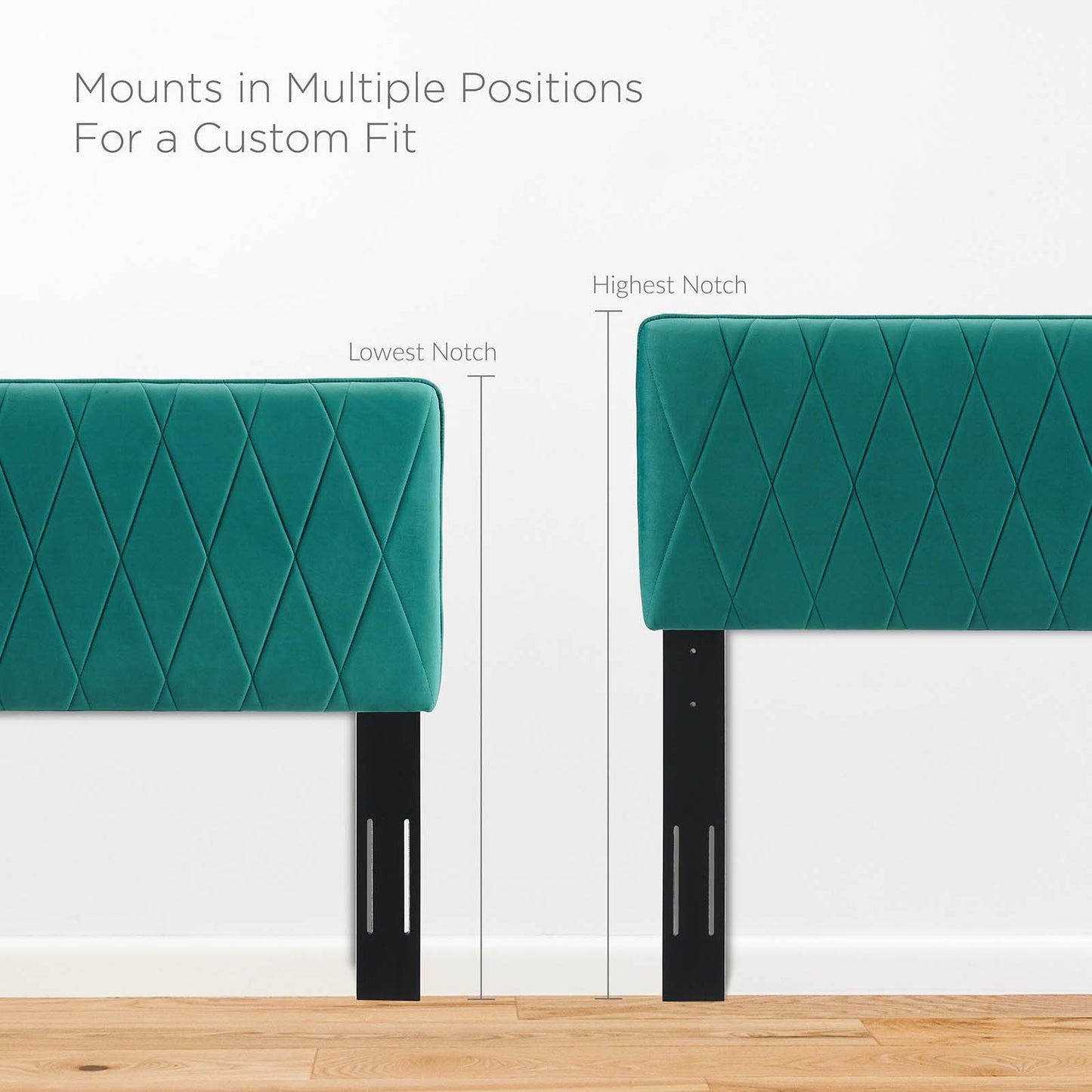 Phillipa Performance Velvet Twin Platform Bed in Teal by Modway