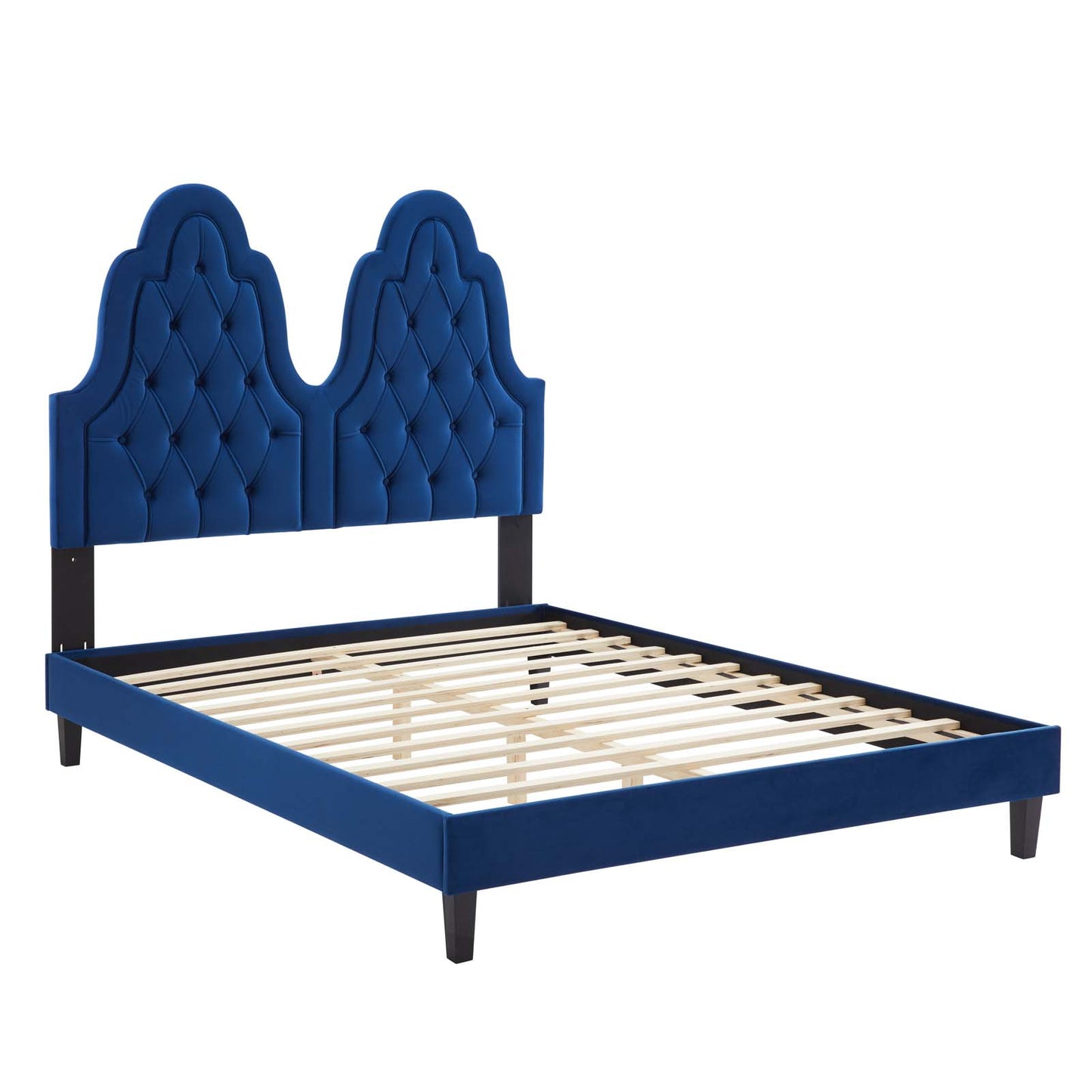 Alexandria Tufted Performance Velvet Twin Platform Bed in Navy by Modway