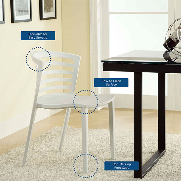 Curvy Dining Chairs (Set of 2) White by Modway