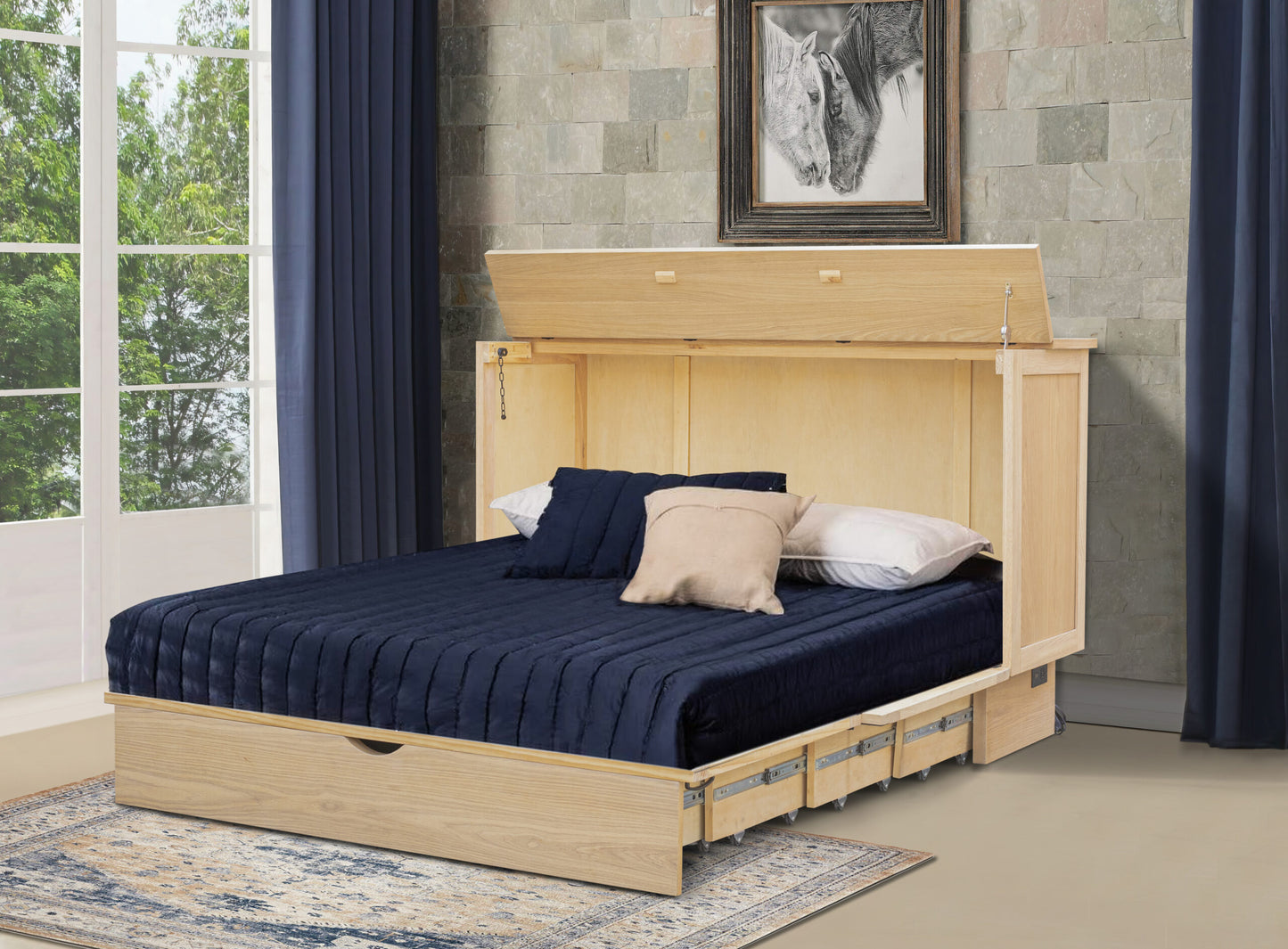 Arason Creden-ZzZ Bridger Queen Murphy Cabinet Bed In A Box