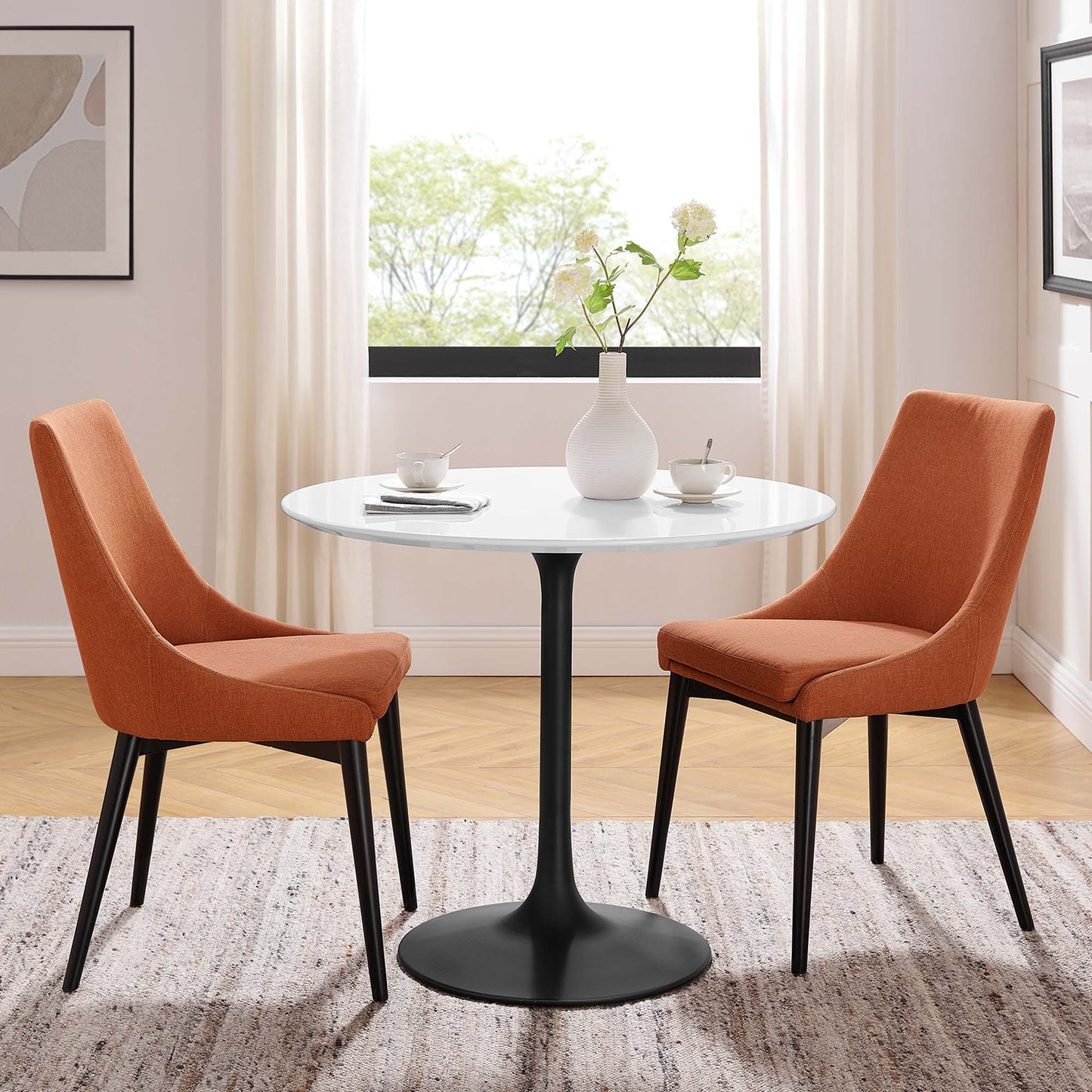 Lippa 36" Wood Dining Table in White Black By Modway