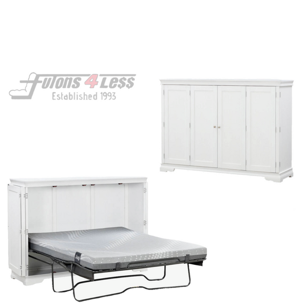 Night & Day San Sebastian Cabinet Murphy Bed In Box Full White with Sealy Gel Memory Foam Mattress