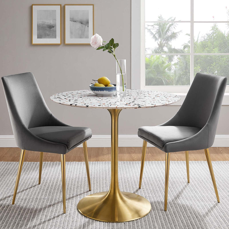 Lippa 36" Round Terrazzo Dining Table in Gold White by Modway