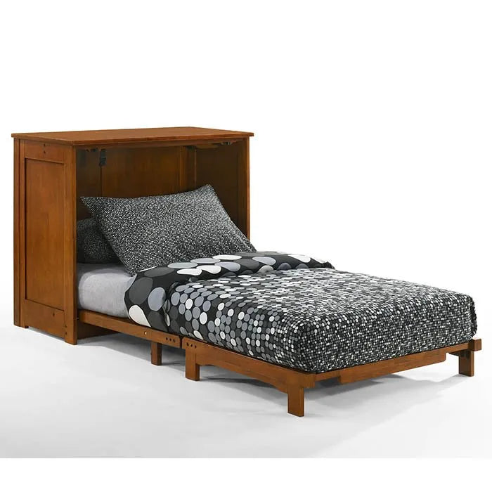 Night and Day Orion Cherry Twin Murphy Cabinet Bed In A Box