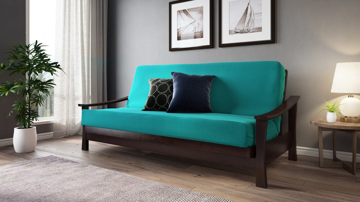 Pagoda Black Walnut Queen Wall Hugger Futon Frame