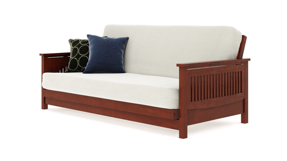 Tiro Warm Cherry Queen Wall Hugger Futon Frame