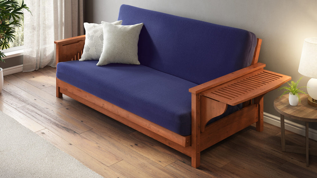 Tiro Warm Cherry Queen Wall Hugger Futon Frame