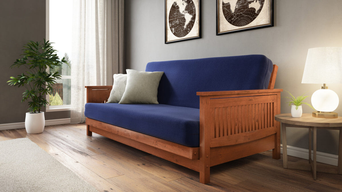 Tiro Warm Cherry Queen Wall Hugger Futon Frame