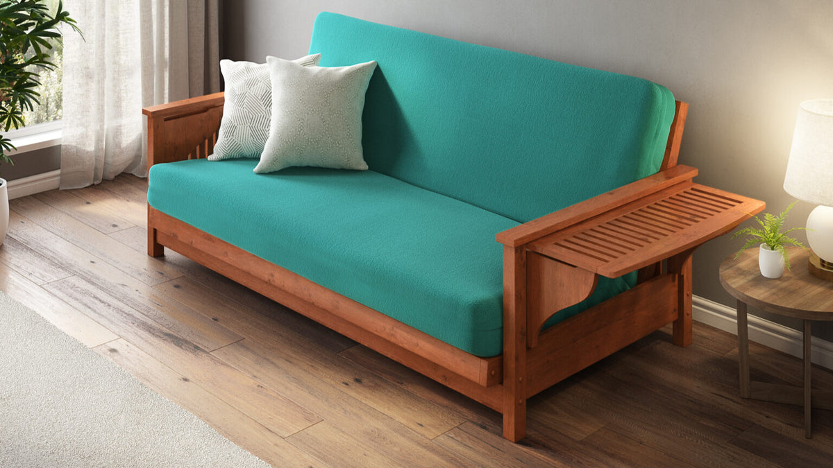 Tiro Warm Cherry Queen Wall Hugger Futon Frame