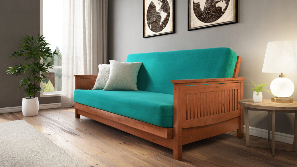 Tiro Warm Cherry Queen Wall Hugger Futon Frame
