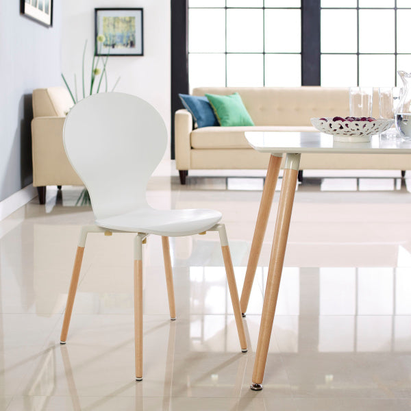 Path Dining Wood Side Chair White | Fiber by Modway