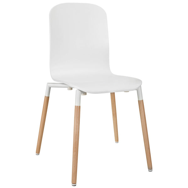 Stack Dining Wood Side Chair White by Modway