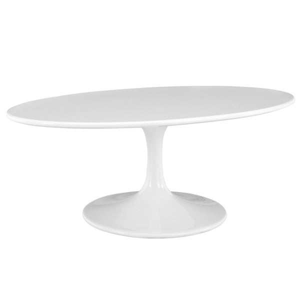 Lippa 42" Oval-Shaped Wood Top Coffee Table in White By Modway