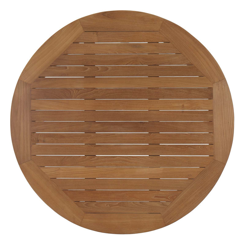 Marina Outdoor Patio Teak Round Coffee Table Natural by Modway