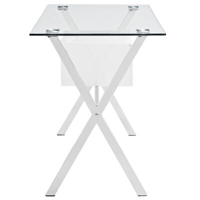 Stasis Glass Top Office Desk White by Modway