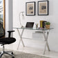 Stasis Glass Top Office Desk White by Modway