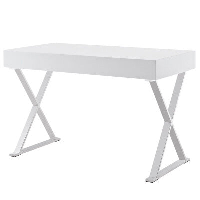 Sector Office Desk White | Fiber by Modway