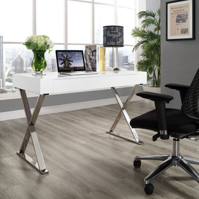 Sector Office Desk White | Fiber by Modway
