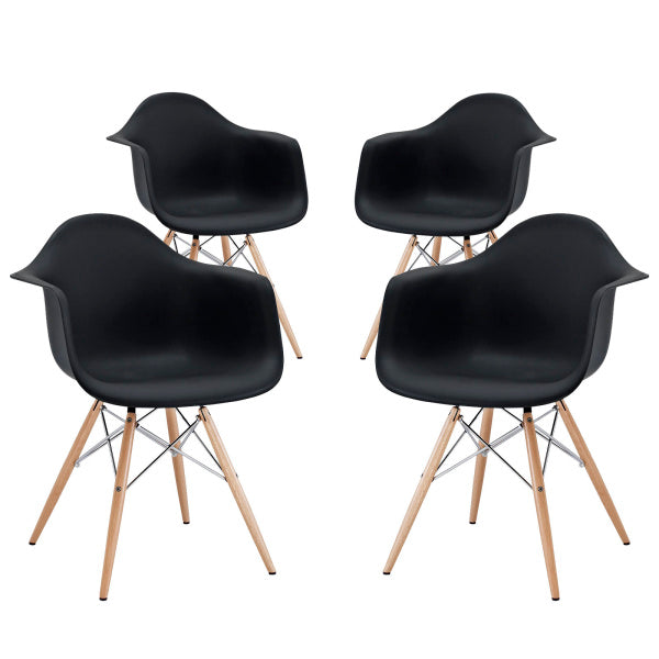 Pyramid Dining Armchair Set of 4 Black by Modway