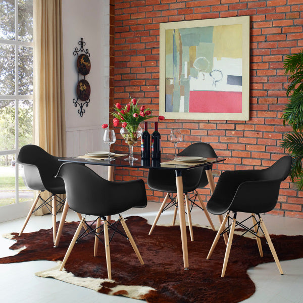 Pyramid Dining Armchair Set of 4 Black by Modway