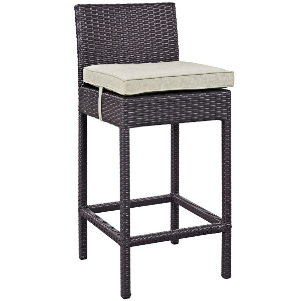 Lift Bar Stool Outdoor Patio Set of 2 Espresso Beige by Modway