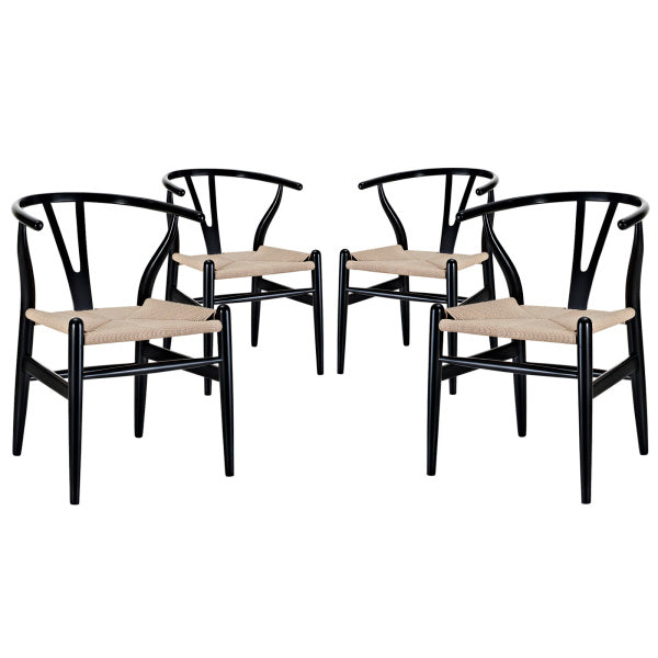 Amish Dining Armchair Set of 4 Black by Modway