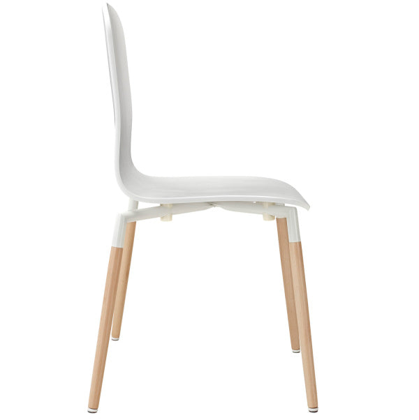Stack Dining Chairs Wood Set of 2 White by Modway