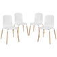 Stack Dining Chairs Wood Set of 4 White by Modway