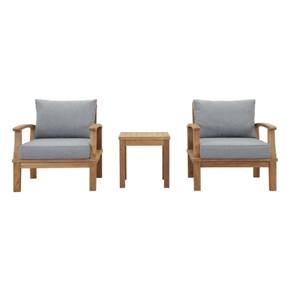 Marina 3 Piece Outdoor Patio Teak Set Arm Chairs by Modway