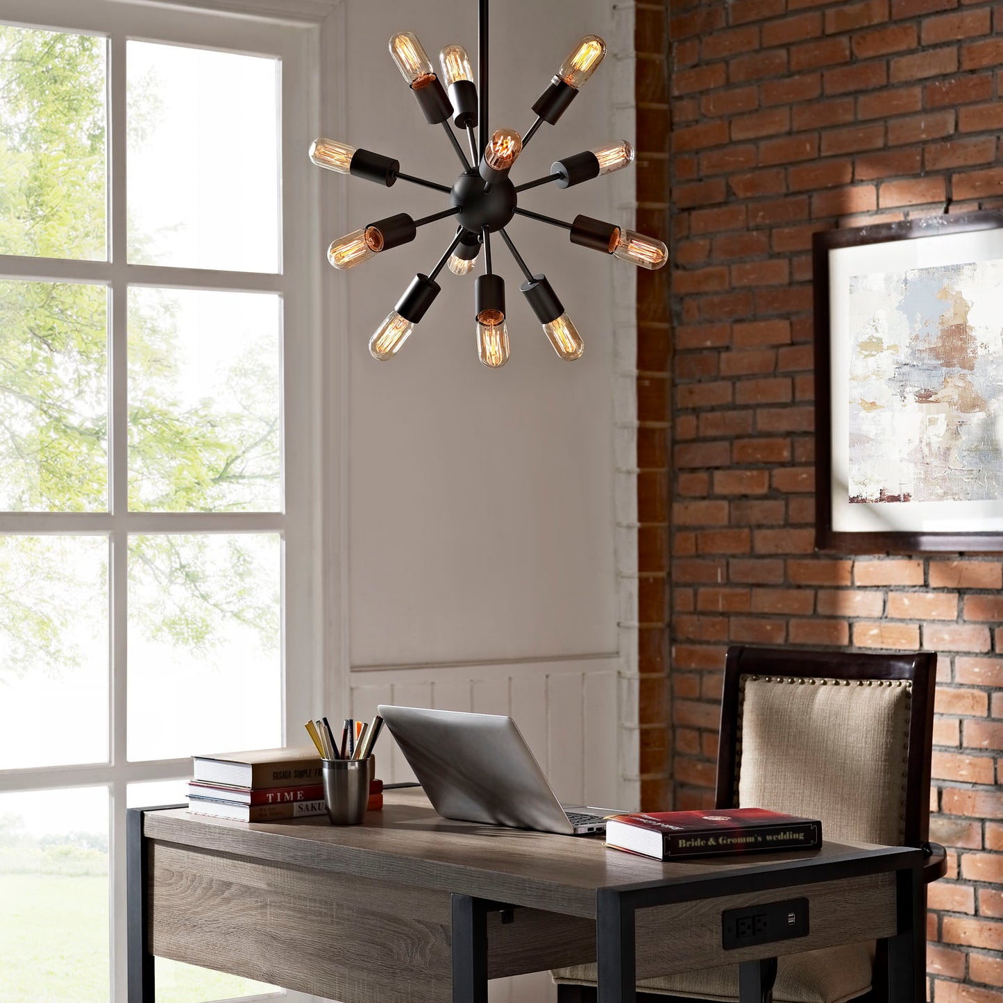 Spectrum Metal Chandelier Black by Modway