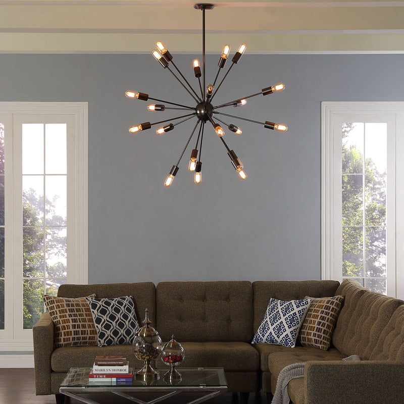 Beam Stainless Steel Chandelier Gray by Modway