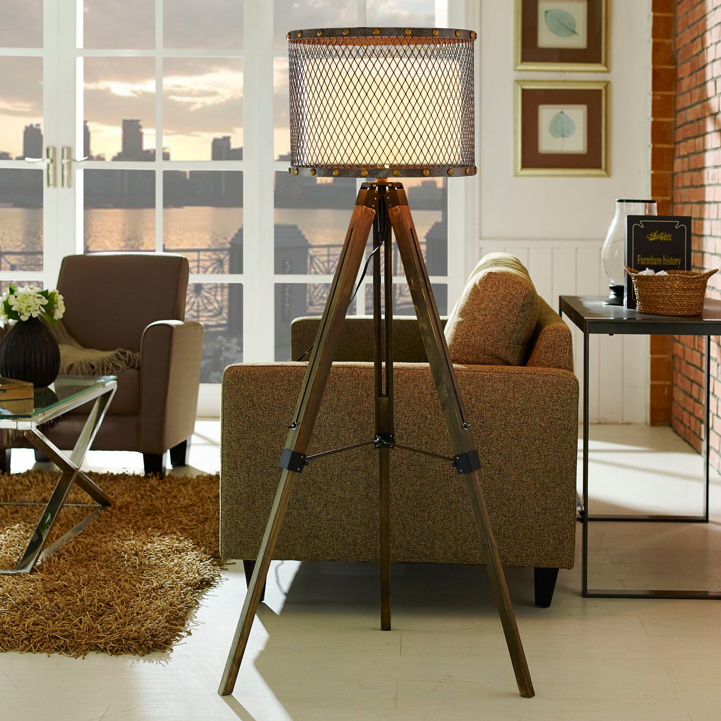 Fortune Floor Lamp in Antique Silver by Modway