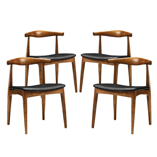 Tracy Dining Chairs Wood Set of 4 Black by Modway