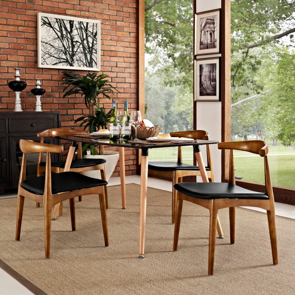 Tracy Dining Chairs Wood Set of 4 Black by Modway