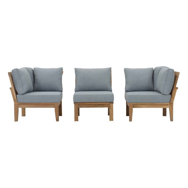 Marina 3 Piece Outdoor Patio Teak Set Natural Gray by Modway