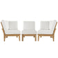 Marina 3 Piece Outdoor Patio Teak Set in Natural White by Modway