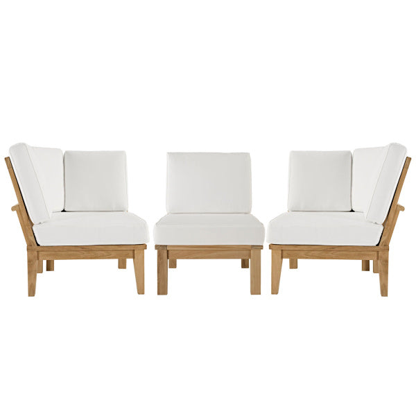 Marina 3 Piece Outdoor Patio Teak Set in Natural White by Modway