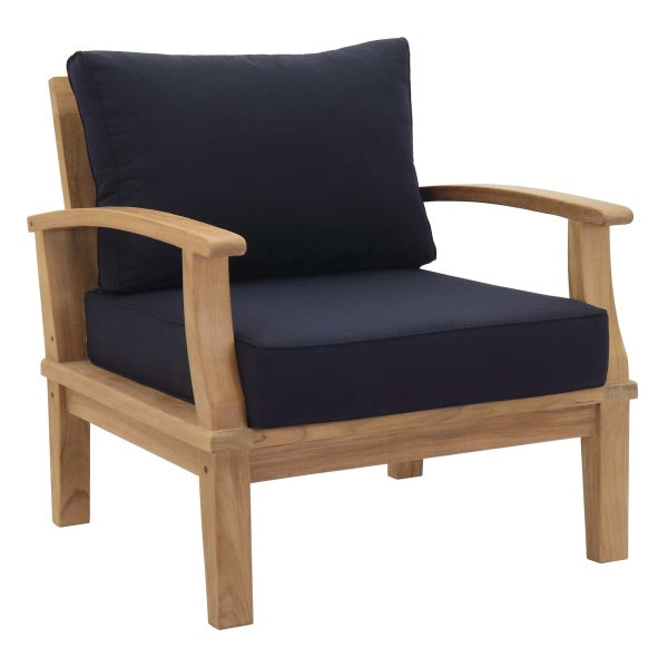 Marina 2 Piece Outdoor Patio Teak Set Navy in Natural Navy by Modway