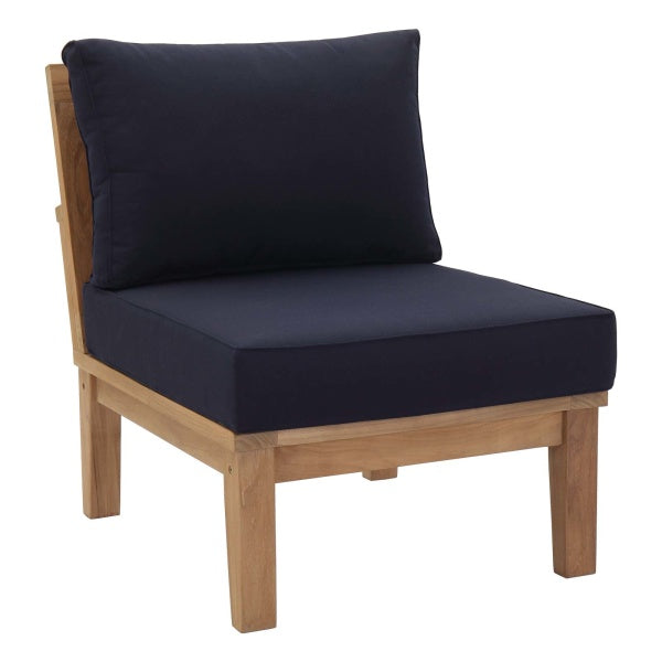 Marina 2 Piece Outdoor Patio Teak Set Navy in Natural Navy by Modway