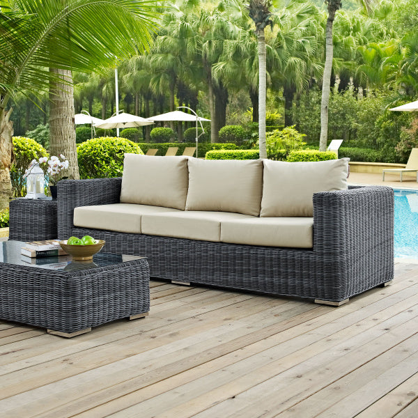 Summon Outdoor Patio Sunbrella Sofa in Canvas by Modway