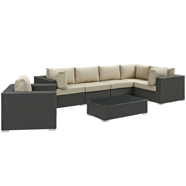 Sojourn 7 Piece Outdoor Patio Sunbrella Sectional Set by Modway